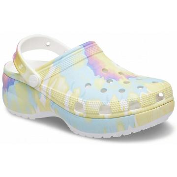 Zuecos Crocs Women's Classic Plataforma Tie-Dye Graphic Mujer Multicolor | Mexico 0103NWYB